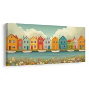 Slika vesela slikovita ulica - 120x60