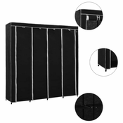 Greatstore Garderobna omara s 4 predelki črna 175x45x170 cm