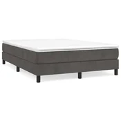 Vidaxl Posteljni okvir z vzmetmi temno siv 140x200 cm žamet