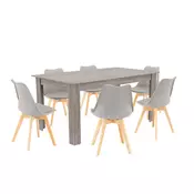 Lola 6+1 jedilni set sivo-jork hrast