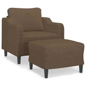 Vidaxl Fotelj s stolčkom za noge rjav 60 cm blago