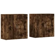 Vidaxl Komoda 2 kosa dimljeni hrast 79x38x80 cm inženirski les