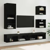 TV zidne jedinice s LED-om 5 pcs Crni hrast Konstruirano drvo