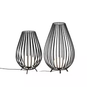 Set dveh stoječih svetilk črne barve z opalom 110 cm in 70 cm - Angela