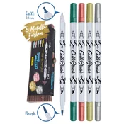 KALIGRAFSKI – CALLI.BRUSH FLOMASTRI, DVOJNA KONICA, 5 KOS, V BAMBUSOVI ŠKATLICI, ONLINE