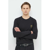 Majica dugih rukava Versace za muškarce, boja: crna, s tiskom