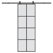 shumee vidaXL Drsna vrata z opremo 76x205 cm ESG steklo in aluminij