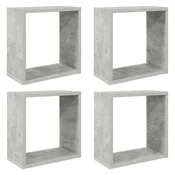 Vidaxl Stenske police kockaste 4 kosi betonsko sive 30x15x30 cm