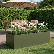 Vidaxl Vrtni lonček Olivno zelena 200 x 80 x 60 cm Mlinjeni jeklo
