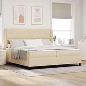 vidaXL vidaXL Box Spring postelja z vzmetnico - Krem, 200x200 cm Tkanina, (22052264)