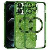 TPU gel ovitek Techsuit Luxury Glitter MagSafe za iPhone 12 Pro - deep green