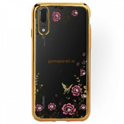 Silikonski ovitek z rožicami za Huawei P20-zlat