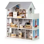ECO TOYS Drvena kućica za lutke sa nameštajem Emma Residence, Višebojna