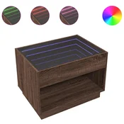 Vidaxl Klubska mizica z neskončnimi LED rjavi hrast 70x50x50 cm