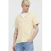 Košulja s dodatkom lana Tommy Jeans boja: žuta, regular