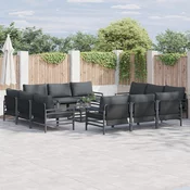 vidaXL Vrtna sedežna garnitura 12 pcs Antracitna Jeklo
