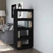Ormaric za knjige / pregrada crni 60x35x135 cm od borovine
