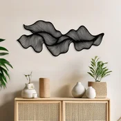 WallXpert metalni zidni ukras DCV-1003-MT, apstraktni horizontalni talasi od linija, 50 x 20 cm, crni