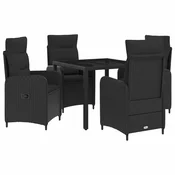 vidaXL Zunanja jedilnica 5 pcs Črna 90 x 90 x 75 cm poli ratan