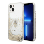Ovitek Fluid Glitter Triagle logo za Apple iPhone 14, Guess, prozorna