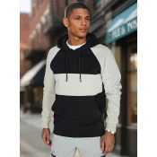 Bluza męska basic z kapturem w popielato-czarne paski Dstreet