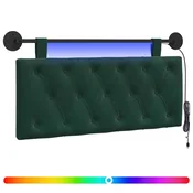 Vidaxl Viseče vzglavje postelje Temno zelena Žamet