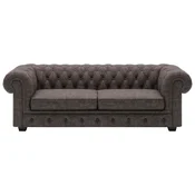 Welnova CHESTERFIELD ZOFA, temno rjava usnje