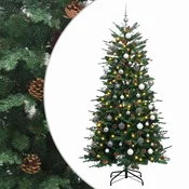 Vidaxl Umjetno božično drevo z okrasnimi kroglami 180 cm 300 LED