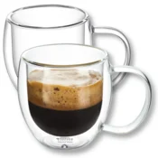 shumee Wilmax dvostenski termo kozarci z ročajem | komplet 2 kosov | 250 ml | kozarci za pitje | termo skodelice | kozarci za čaj | komplet kozarcev za latte macchiato