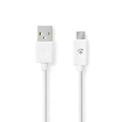 Nedis Polnilni kabel USB-A na USB-C 2.00 m, USB 2.0, 480 Mbps, 15 W, bel