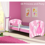 Dječji krevet ACMA s motivom, bočna roza 160x80 cm - 08 Princess with Pony