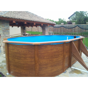 Montažni bazen GRE 5m x 3m x 1.2m ovalni u boji drveta