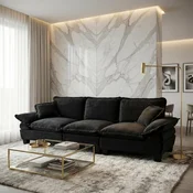 SONNENH Kavč, ženilja, črna, 263 x 82 x 90 cm, nasloni za roke, za dnevno sobo