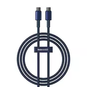 Pleten polnilni in podatkovni 100W USB-C v USB-C kabel Baseus Tungsten Gold - 1m - navy blue