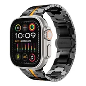 Jekleni pas Techsuit W063 za Apple Watch (42mm/44mm/45mm/46mm/49mm) - črn/oranžen