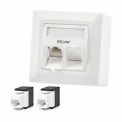 KELine nadometna vtičnica 2x Cat.6 RJ45 UTP 601140-AP + KEJ-C6-U-TL(2)