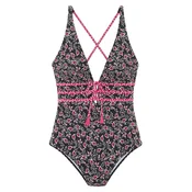 LASCANA Enodelne kopalke magenta / črna / bela