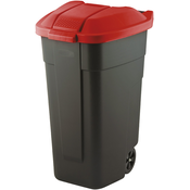 Koš za smeti na kolesih Črna/rdeča 110L