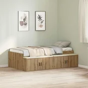 Vidaxl Konstrukcija postelje Umetni hrast 100 x 200 cm Inženirski les