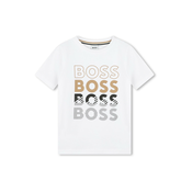 BOSS Kidswear Majica, tamno bež / crna / bijela