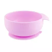 CHICCO vakumski silikonski tanjir, 6m+, roze
