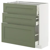 METOD / MAXIMERA Podni element s 3 fioke, bela/Axstad sivozelena, 80x37 cm