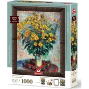 Art puzzle Sestavljanka z okvirjem in lepilom 3v1 Cvetovi topinamburja 1000 kosov