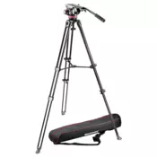 Manfrotto 502 fluid video glava & MVT502AM alu twin leg stojalo (MVK502AM-1) + DARILO nosilec za telefon (MTWISTGRIPK)