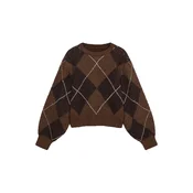 Vero Moda Petite Pulover VMDARLA rjava/čokolada/bela