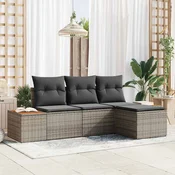 Sjedeća garnitura za vrt 4 kom. Siva poliratan 239 x 117 x 85 cm