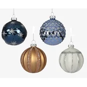 Dekordom dekoracija - hanging bauble glass 8cm 062884 - blue assorted - kmg ( 045639 )