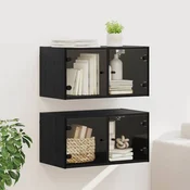 Zidni ormari 2 pcs Crni hrast 68 x 37 x 35 cm Konstruirano drvo