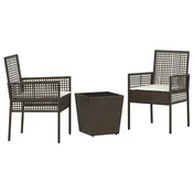 Vidaxl Vrtnik Bistro Set 3 szt. Rjava poli ratan