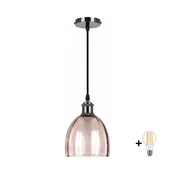 BRILAGI-LED Luster na sajli RETRO GLASS 1xE27/60W/230V O 17 cm crna/zadimljeno bež